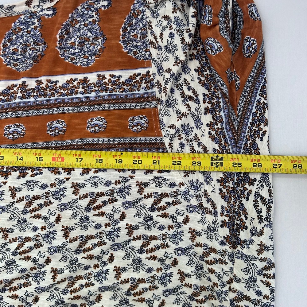 Free People Paisley Pull Sleeve Swing Top Women Small Oversized Floral Boho - Picture 5 of 7
